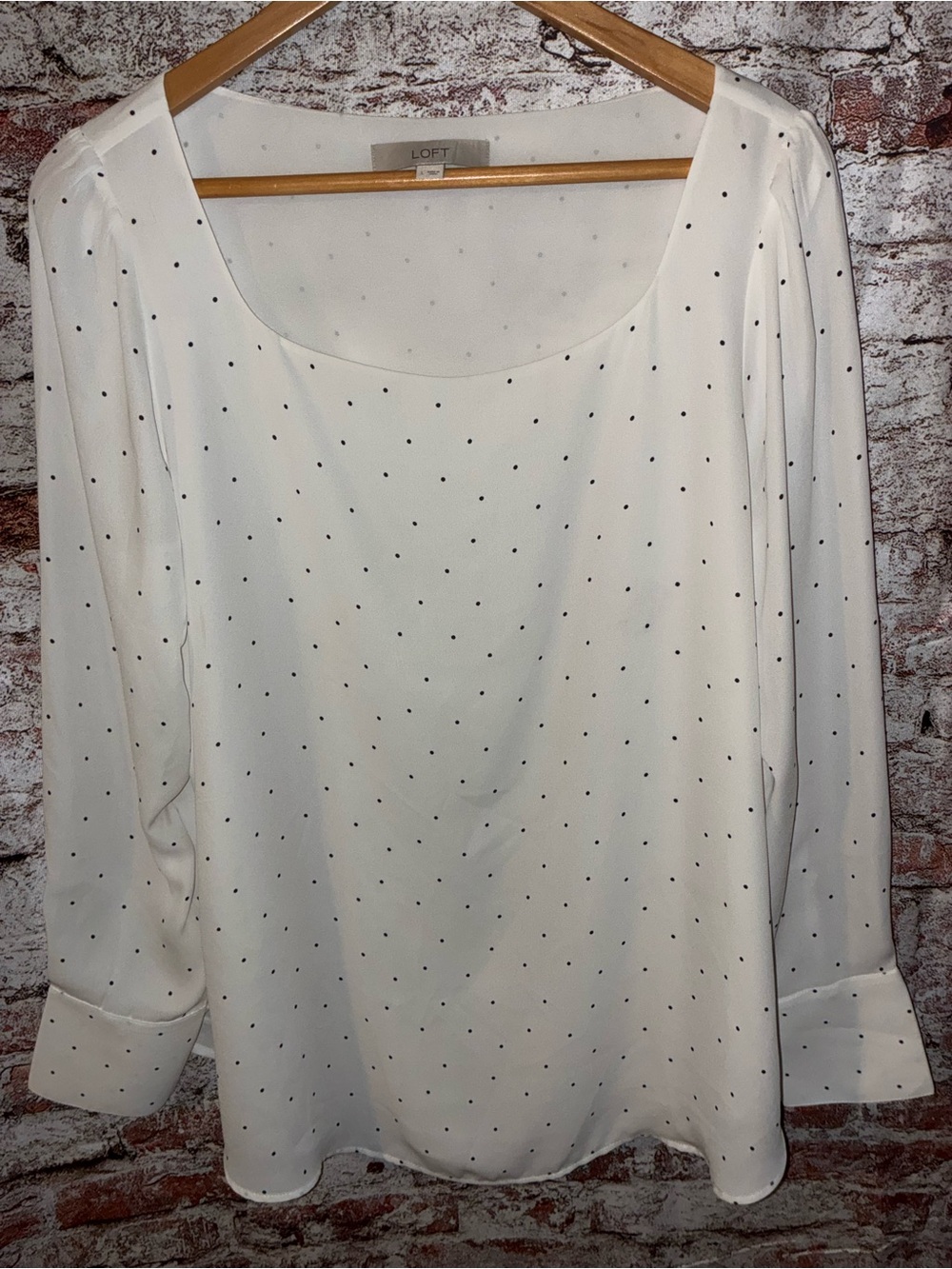 LOFT White Blouse with Black Polka Dots
